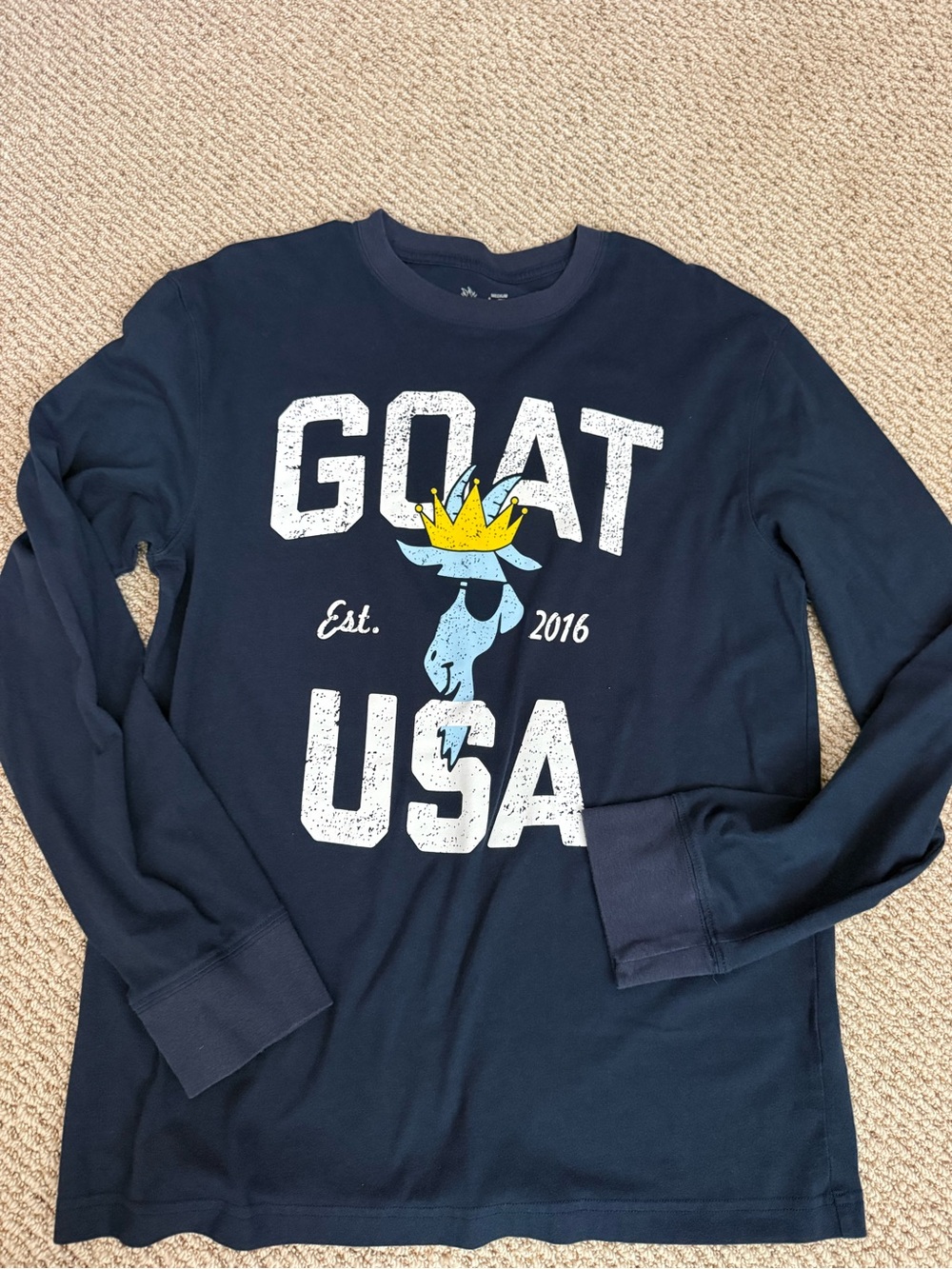 GOAT USA Navy Graphic Long-Sleeve Tee